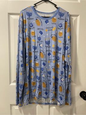 Unbranded Men's Light Blue Hanukkah Pajama Top